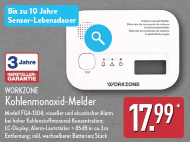 WORKZONE Kohlenmonoxid-Melder WORKZONE Kohlenmonoxid-Melder