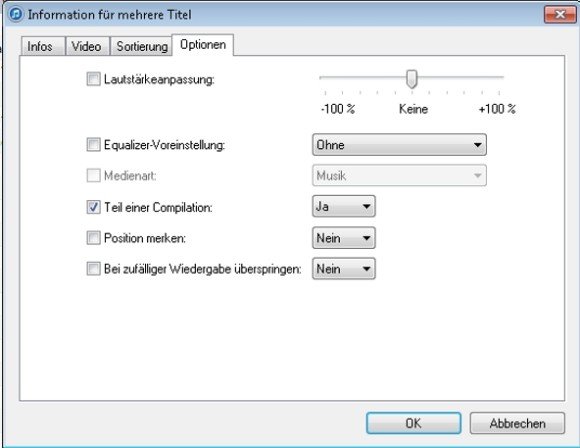 iTunes Teil einer Compilation Screenshot iTunes Teil einer Compilation Screenshot