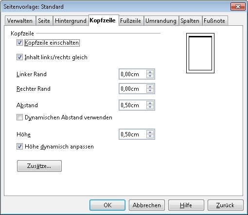 OpenOffice Kopfzeile einstellen OpenOffice Kopfzeile einstellen