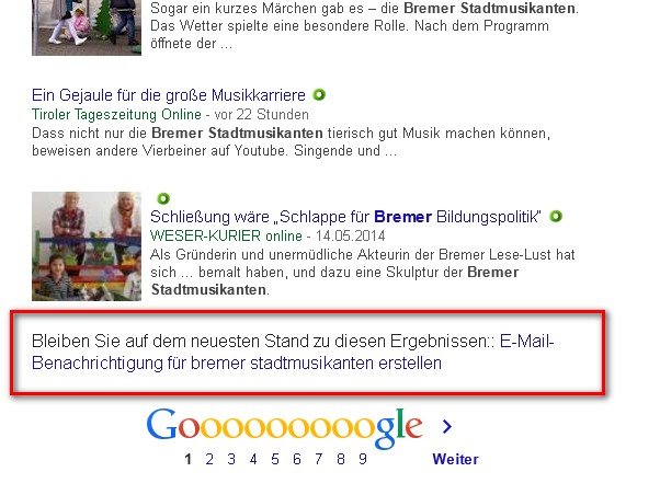 Für News gibt es eigene Google Alerts! Für News gibt es eigene Google Alerts!