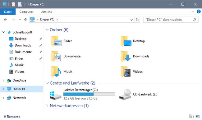 Der Windows-Explorer in Windows 10. Der Windows-Explorer in Windows 10.