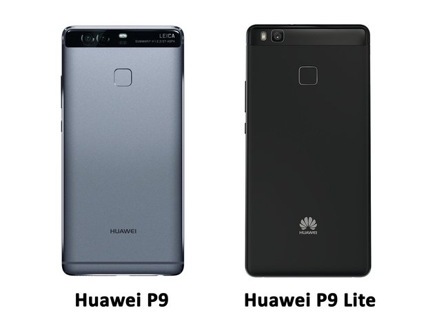 Rückansicht: P9 in Titanium-Grau, P9 Lite in Schwarz. Rückansicht: P9 in Titanium-Grau, P9 Lite in Schwarz.
