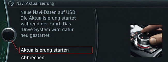 Die Aktualisierung des Navis startet automatisch, wenn ihr den USB-Stick ansteckt. Bildquelle: baum-bmwshop24.de Die Aktualisierung des Navis startet automatisch, wenn ihr den USB-Stick ansteckt. Bildquelle: baum-bmwshop24.de