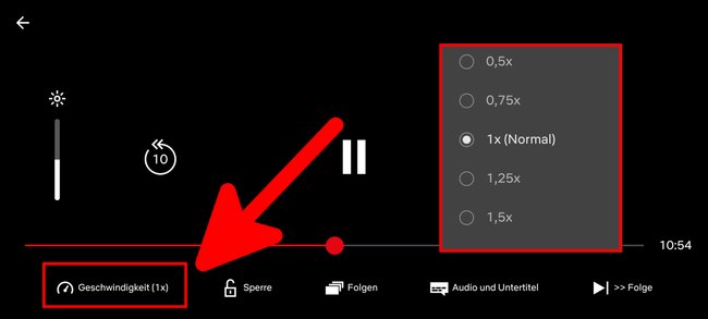 Hier lasst ihr in Netflix ein Video schneller abspielen. Bild: GIGA Hier lasst ihr in Netflix ein Video schneller abspielen. Bild: GIGA