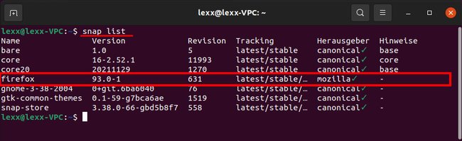 Firefox ist als Snap-Paket installiert. Bild: GIGA Firefox ist als Snap-Paket installiert. Bild: GIGA