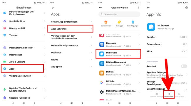 So deinstalliert oder deaktiviert ihr den „Mi Browser“. (Bildquelle: GIGA) So deinstalliert oder deaktiviert ihr den „Mi Browser“. (Bildquelle: GIGA)
