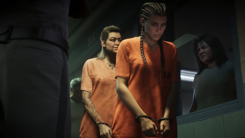 Lucia Caminos aus GTA 6 im Gefängnis im orangenem Anzug.
