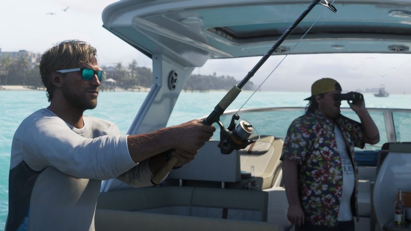 Jason Duval aus GTA 6 beim Fischen auf einem Boot.