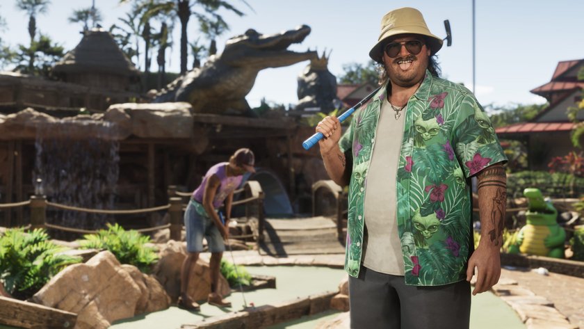Cal Hampton aus GTA 6 auf einem Minigolf-Lurs