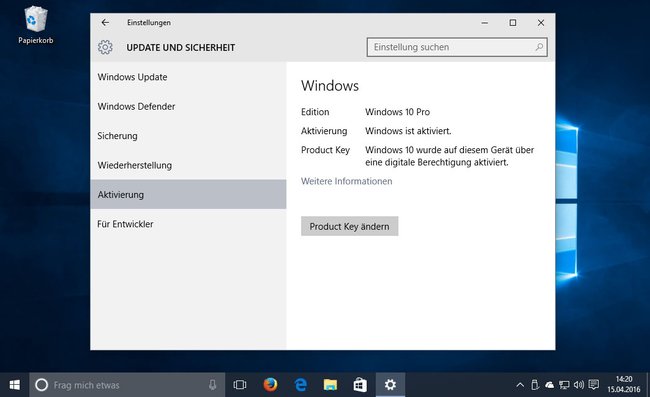 Eine Windows-10-Lizenz lässt sich auf einen anderen PC übertragen.